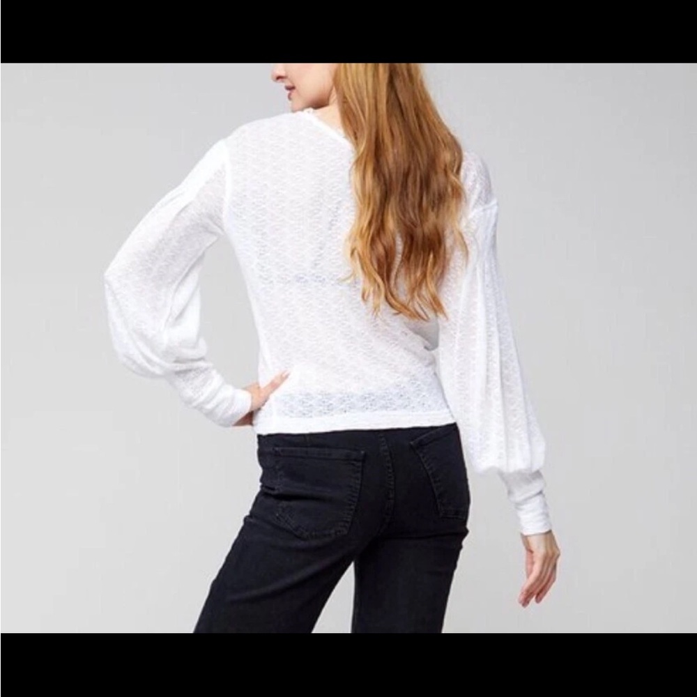 Free People Dream Girl Long Sleeve Pointelle Knit Top | Size XS - Picture 2 of 9